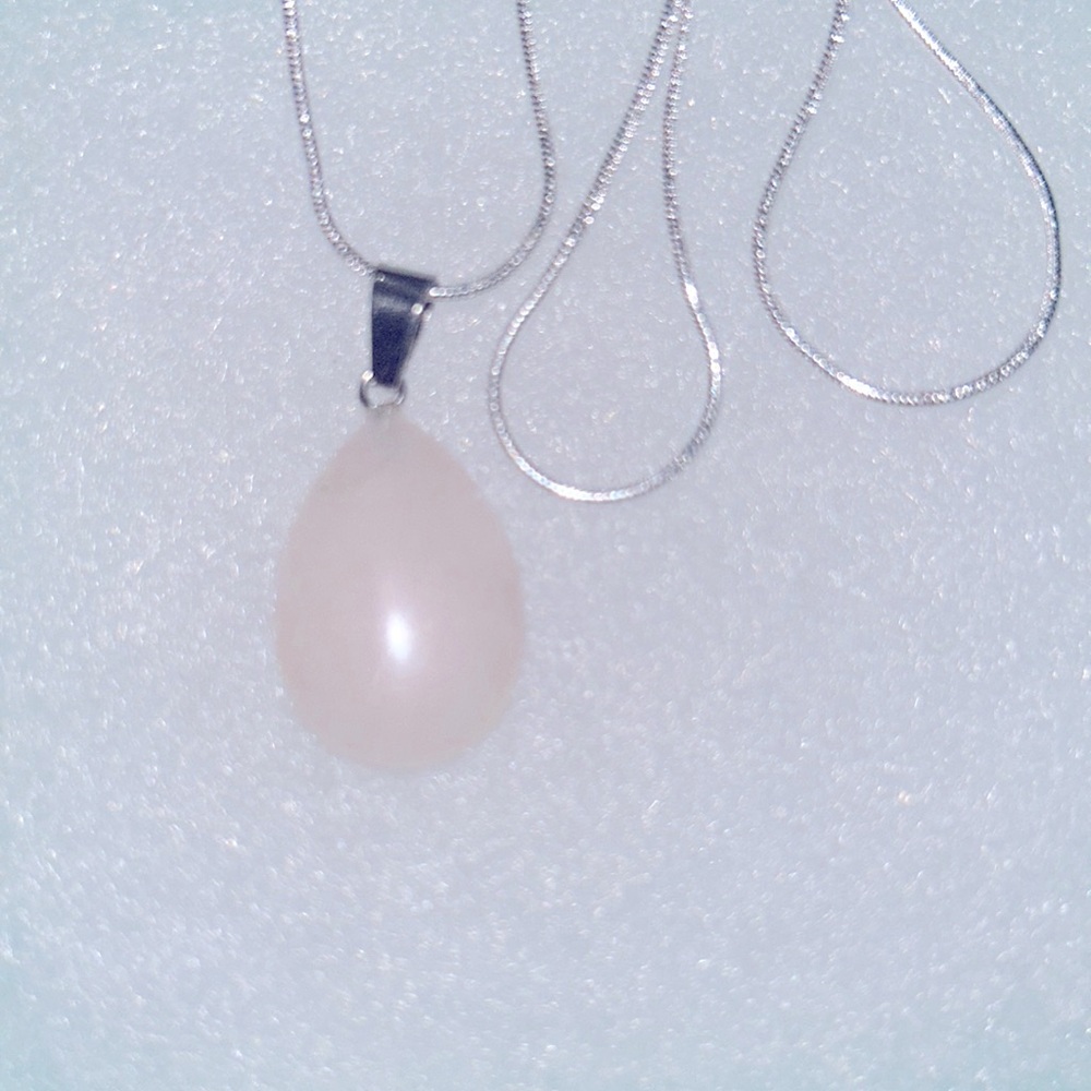 Boho hippie Pink agate natural crystal silver 18” necklace